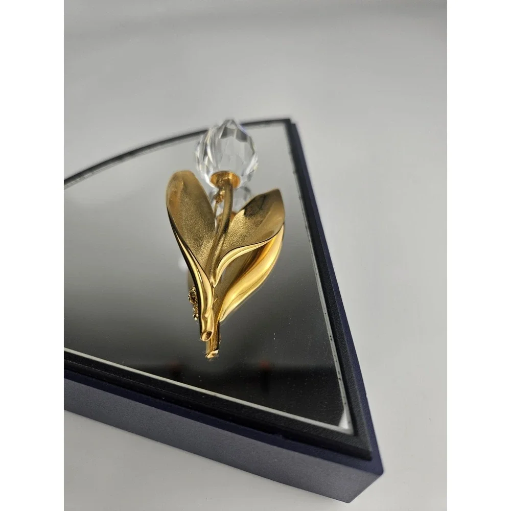 Vtg Swarovski Crystal Tulip Flower Brooch‎ Member Gift Original Box Art Jewelry